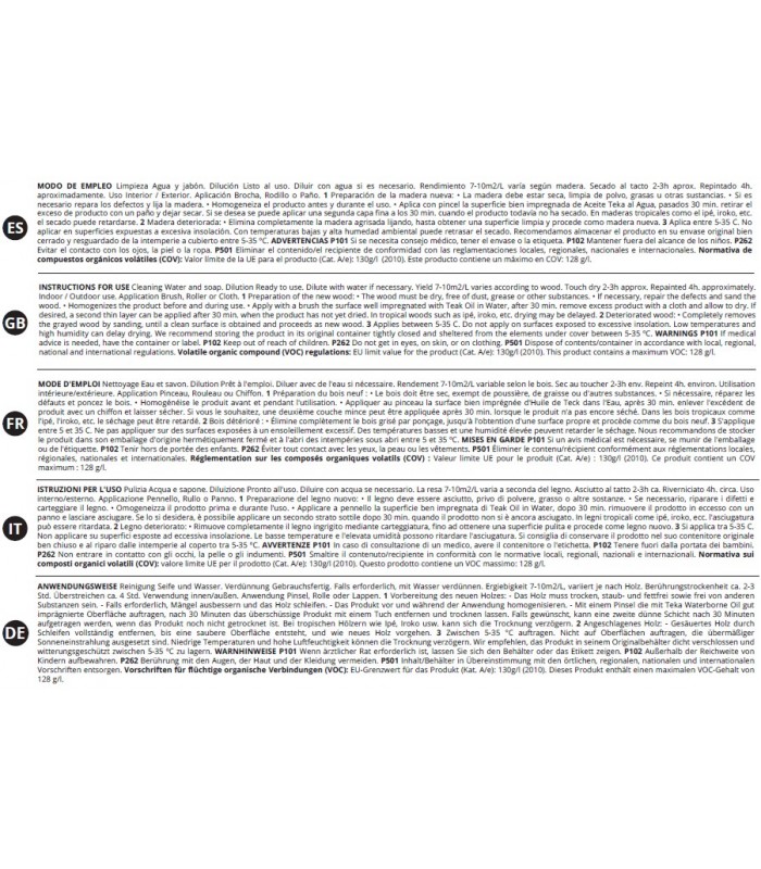 Aceite Teca Muebles al Agua teka, incoloro, transparente. 