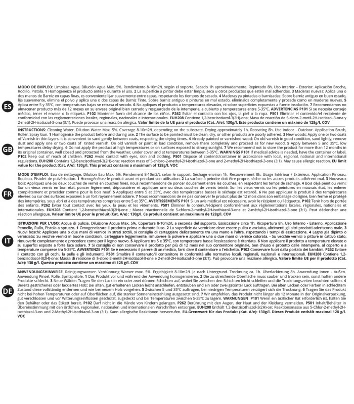 Barniz Tinte al Agua, acabado Brillo. Especial para teñir y