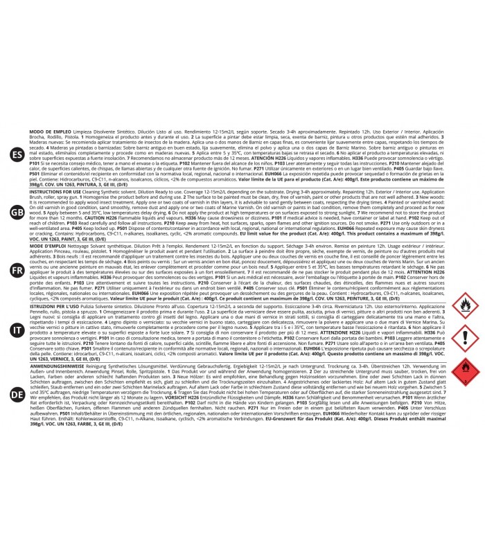 Barniz Marino Satinado .  Barnices - Litros: 0.375, 2.3, 0.750