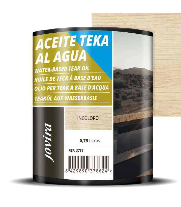 Aceite Teca Muebles al Agua teka, incoloro, transparente.