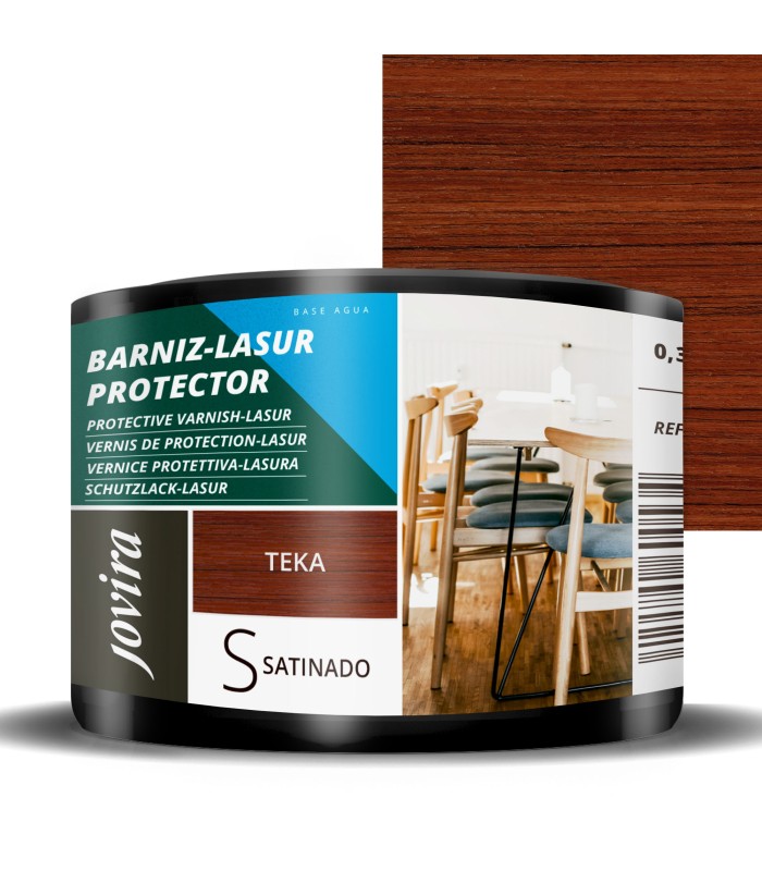 Barniz-Lasur Protector Satinado al Agua teka, castaño, nogal