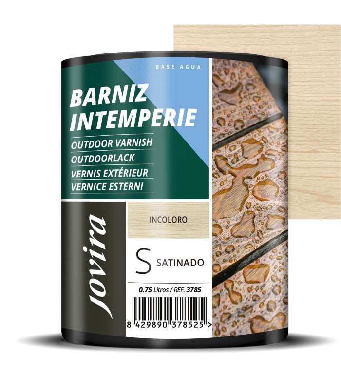 Barniz Intemperie Satinado al Agua cubeta + pincel + rodillo