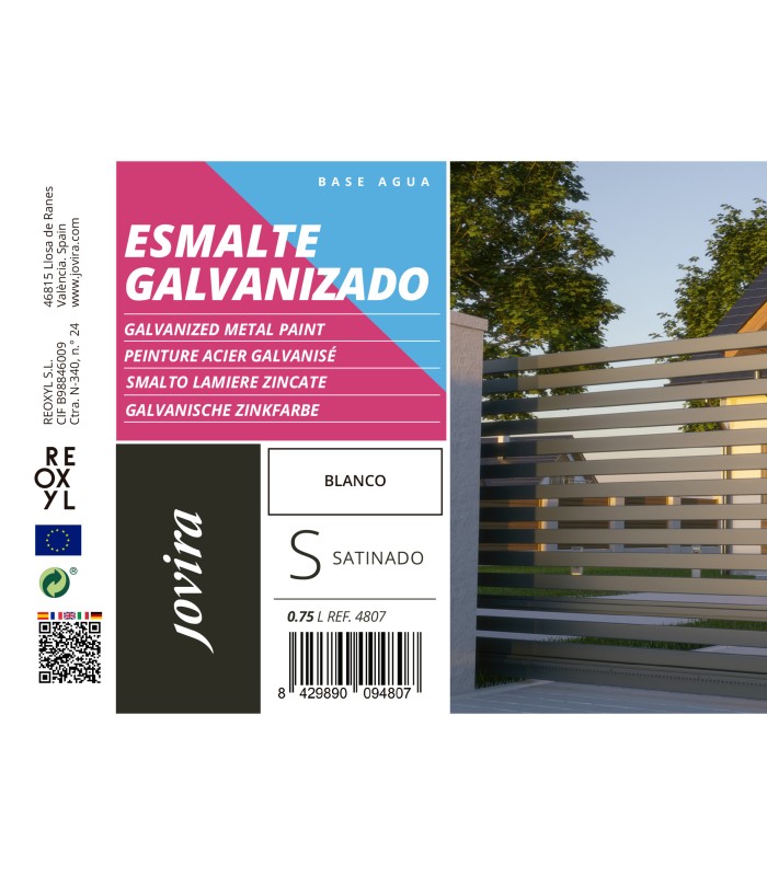 Esmalte Galvanizado Satinado al Agua. gamuza, blanco, verde