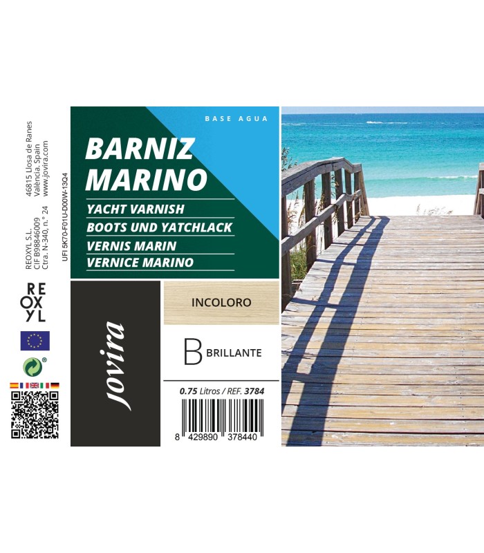 Barniz Marino Brillante al Agua incoloro, transparente. 