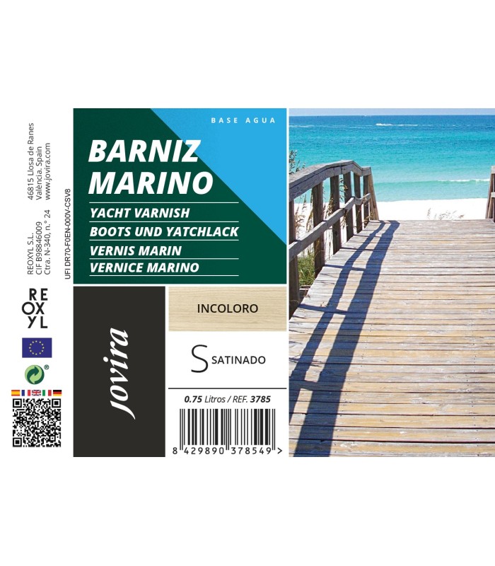 Barniz Marino Satinado al Agua incoloro, transparente. 
