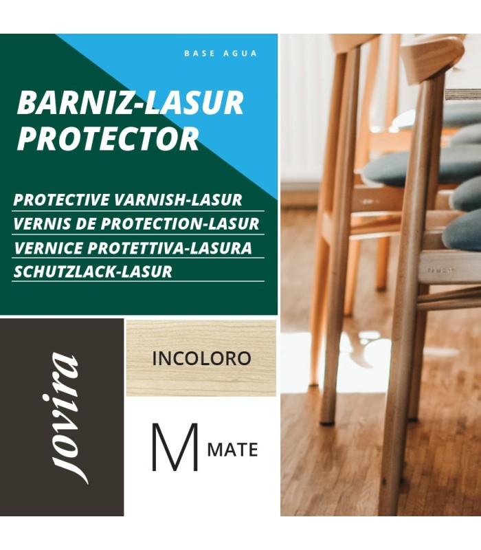Barniz-Lasur Protector Mate al Agua incoloro, transparente