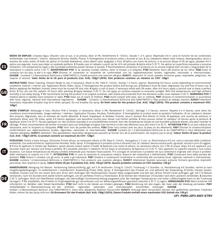 Esmalte Radiadores al Agua blanco, blanco antiguo, negro. 