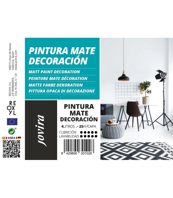 Pintura Mate Decoración blanco.  Pintura Mate - Color: blanco;