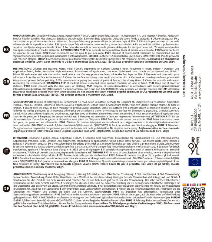 Pintura Mate Decoración blanco.  Pintura Mate - Color: blanco;