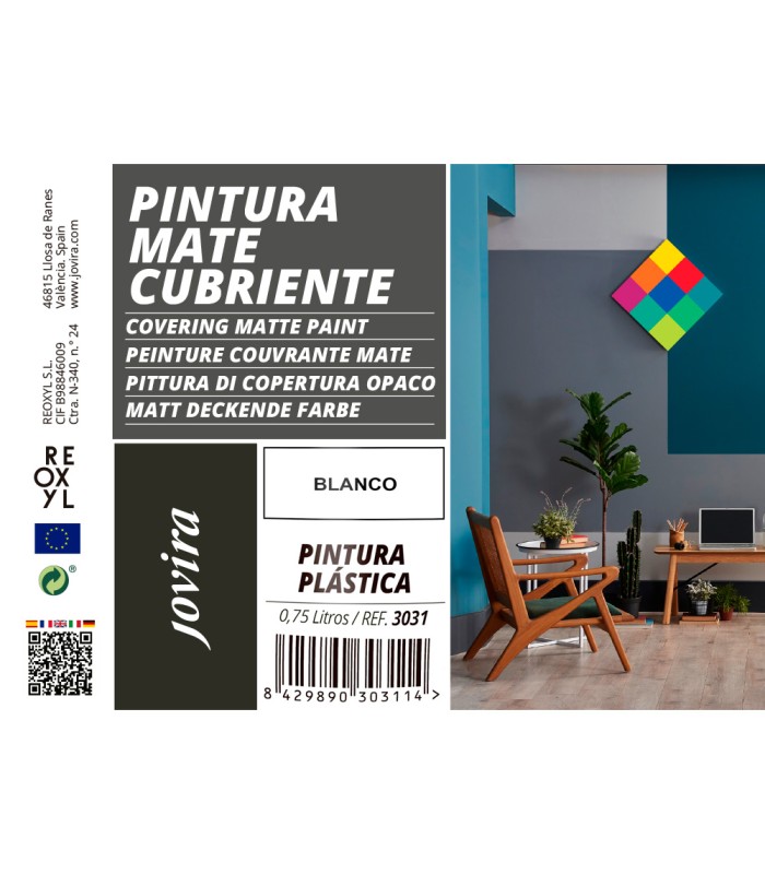 Pintura Mate Cubriente blanco, verde norte, perla, azul