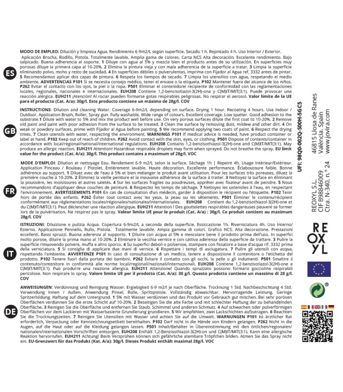 Pintura Mate Cubriente blanco, verde norte, perla, azul