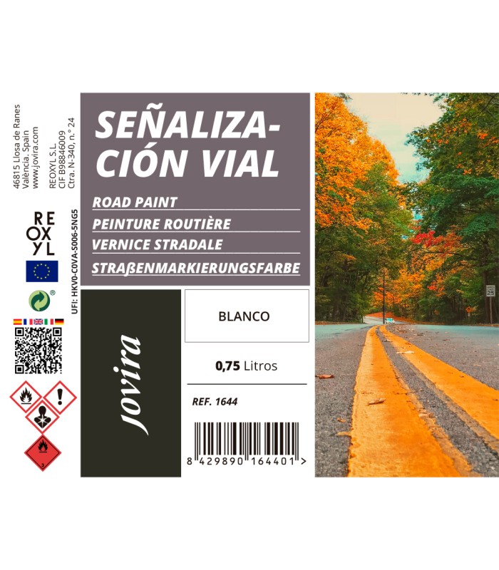 Pintura Señalización Vial blanco, negro, azul, amarillo, rojo. 