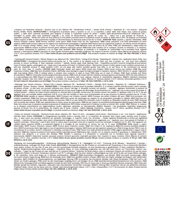 Pintura Señalización Vial blanco, negro, azul, amarillo, rojo. 